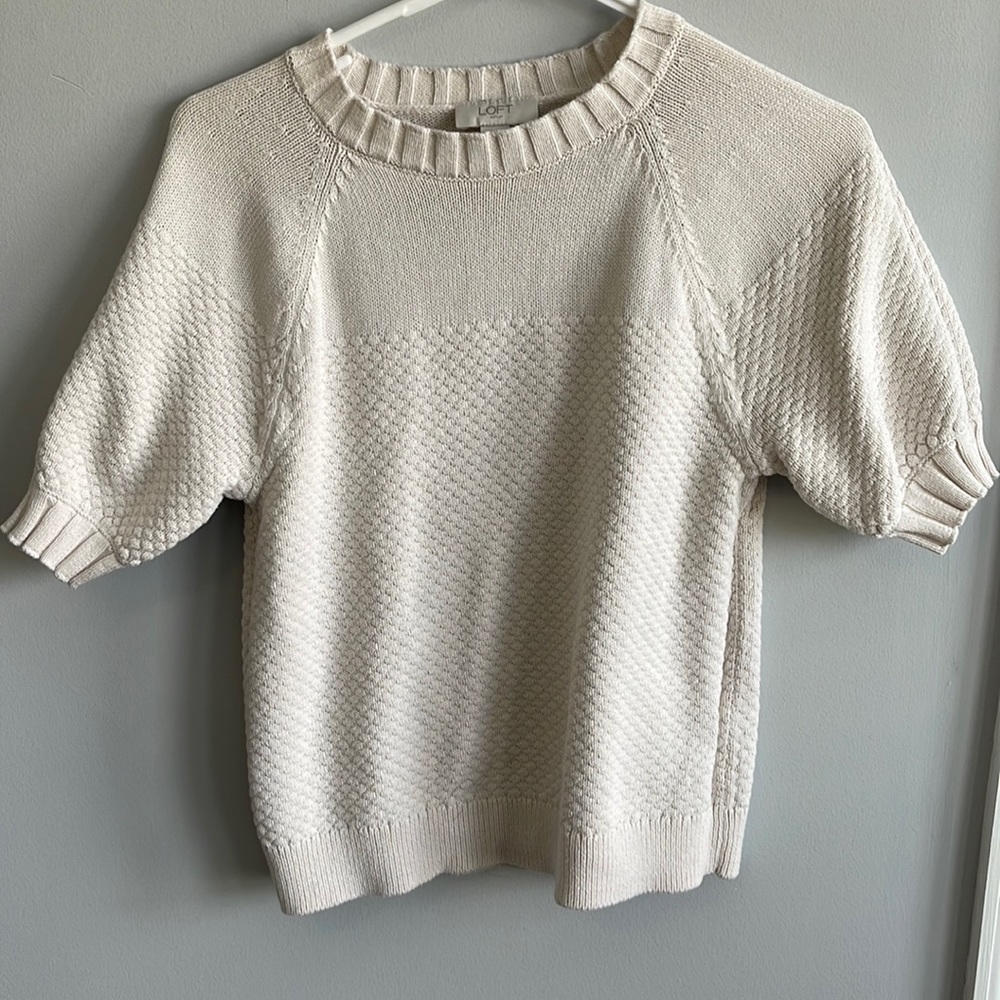 Cream color short sleeve sweater